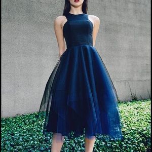 Nha Khanh Tulle Midi Dress With Open Back Sz 4